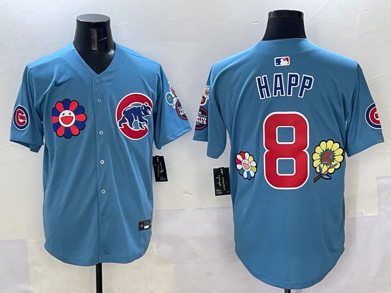 Men’s Chicago Cubs Ian Happ #8 Light Blue Jersey
