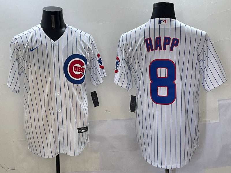 Men’s Chicago Cubs Ian Happ #8 White Home Jersey
