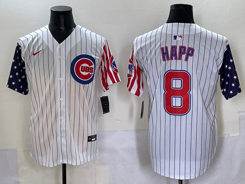Men’s Chicago Cubs Ian Happ #8 White Jersey