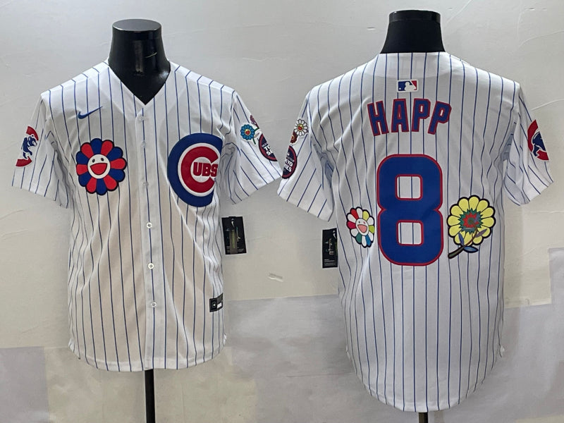 Men’s Chicago Cubs Ian Happ #8 White Jersey