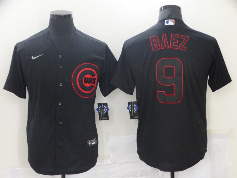 Men’s Chicago Cubs Javier Baez #9 Black Baseball Jersey