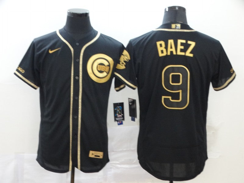 Men’s Chicago Cubs Javier Baez #9 Black Stitched Jersey