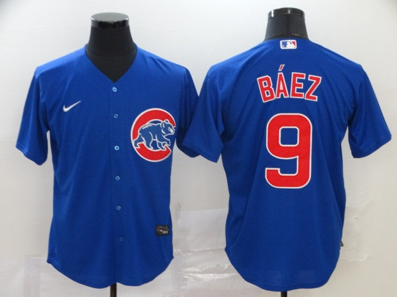 Men’s Chicago Cubs Javier Baez #9 Blue Baseball Jersey