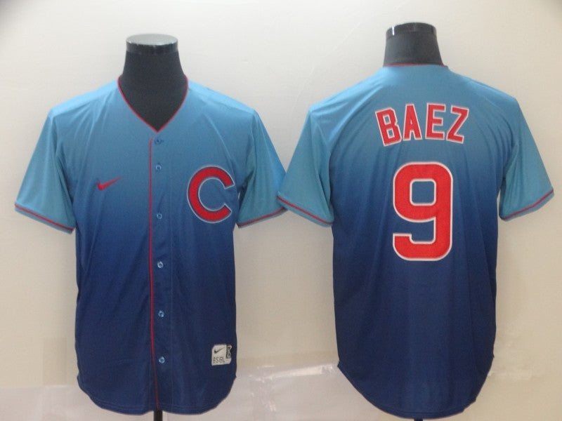 Men’s Chicago Cubs Javier Baez #9 Blue Jersey