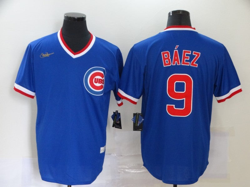 Men’s Chicago Cubs Javier Baez #9 Blue Jersey