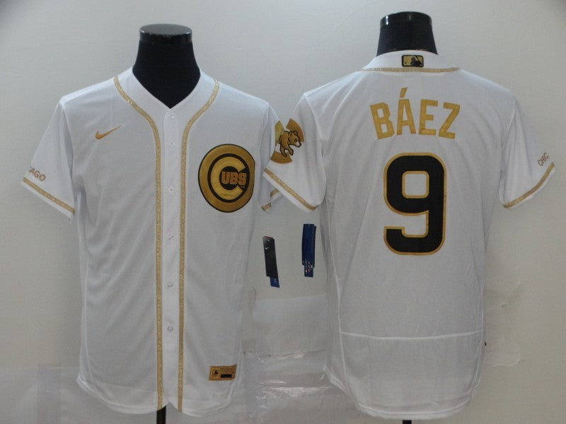 Men’s Chicago Cubs Javier Baez #9 White Alternate Jersey