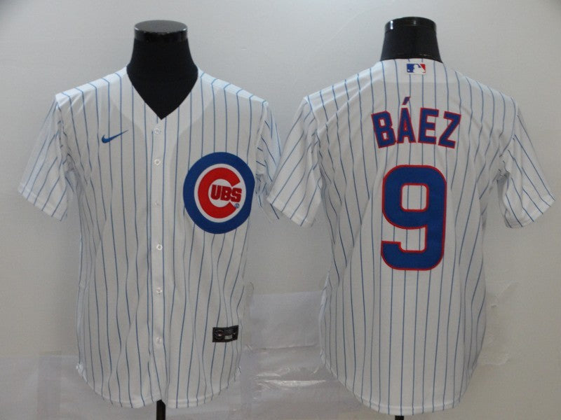 Men’s Chicago Cubs Javier Baez #9 White Baseball Jersey