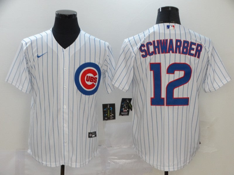 Men’s Chicago Cubs Kyle Schwarber #12 White Baseball Jersey