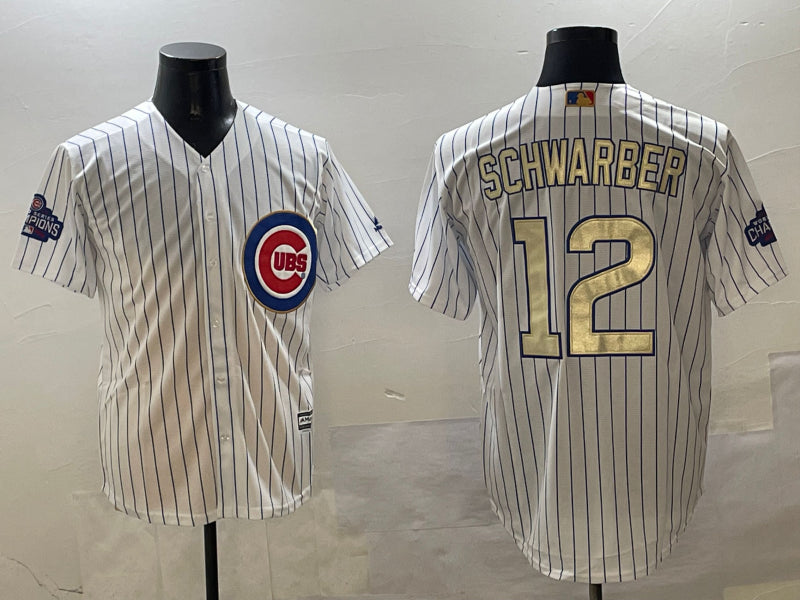 Men’s Chicago Cubs Kyle Schwarber #12 White Jersey