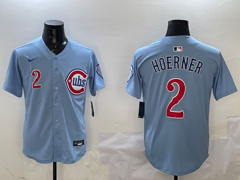 Men’s Chicago Cubs Nico Hoerner #2 Baby Blue 2nd Alternate Limited Jersey