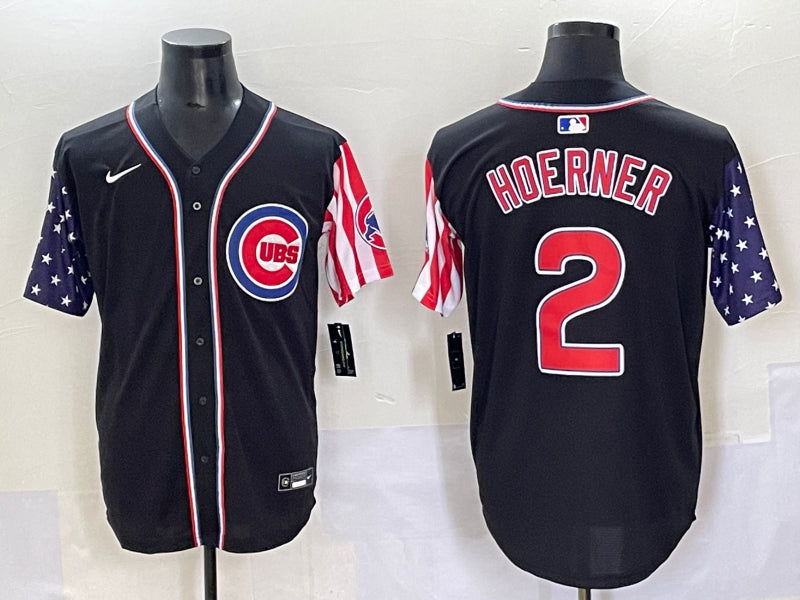 Men’s Chicago Cubs Nico Hoerner #2 Black Limited Jersey