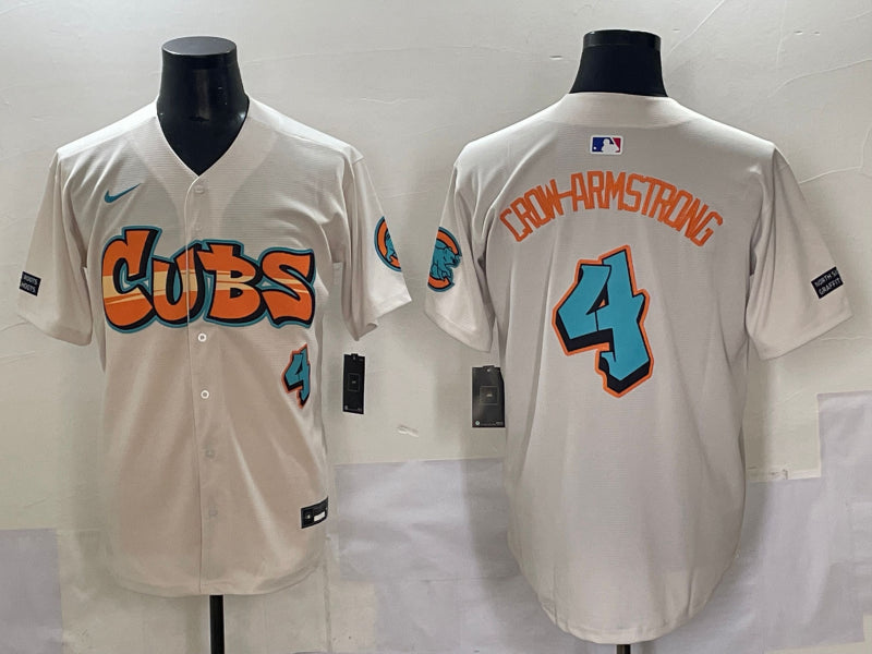 Men’s Chicago Cubs Pete Crow-Armstrong #4 Cream Jersey
