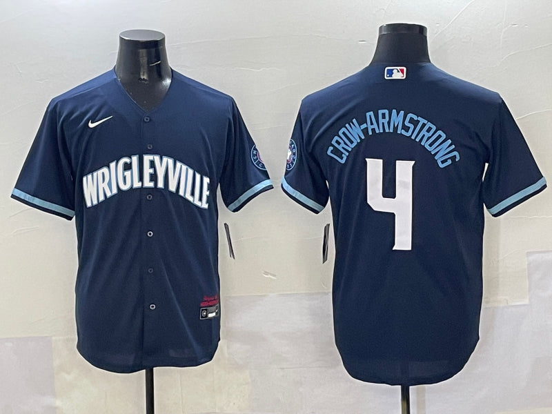 Men’s Chicago Cubs Pete Crow-Armstrong #4 Navy City Connect Limited Jersey