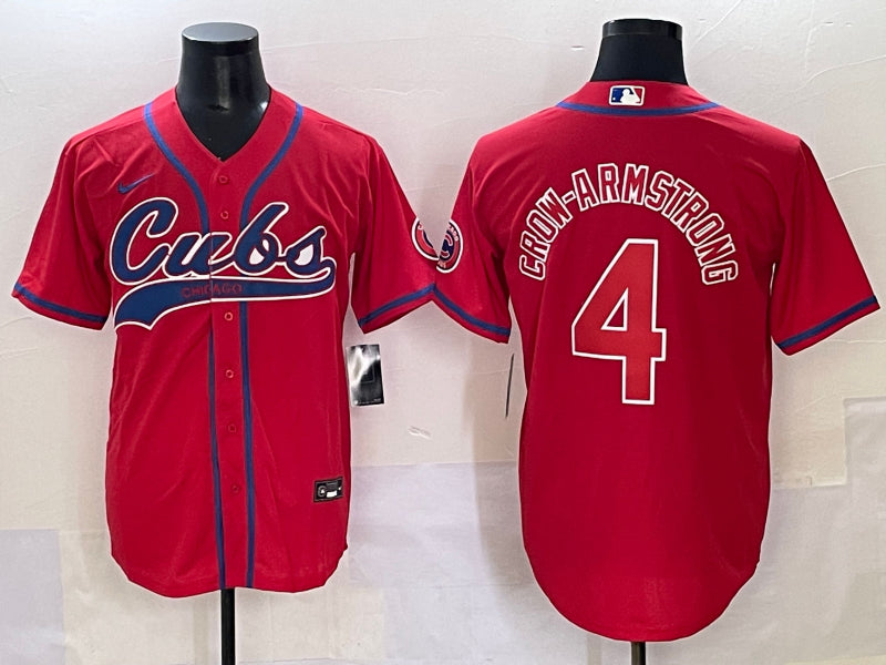 Men’s Chicago Cubs Pete Crow-Armstrong #4 Red Jersey