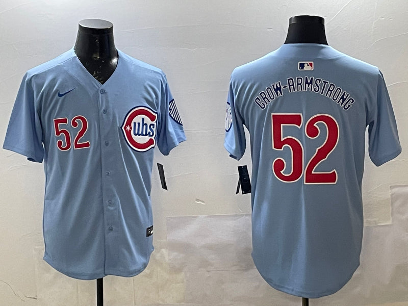 Men’s Chicago Cubs Pete Crow-Armstrong #52 Baby Blue 2nd Alternate Limited Jersey