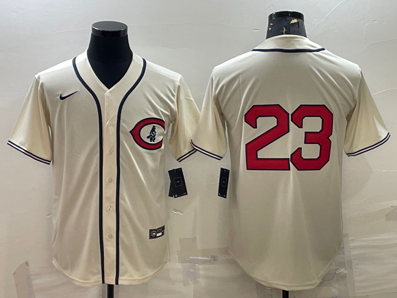 Men’s Chicago Cubs Ryne Sandberg #23 Cream Name Jersey