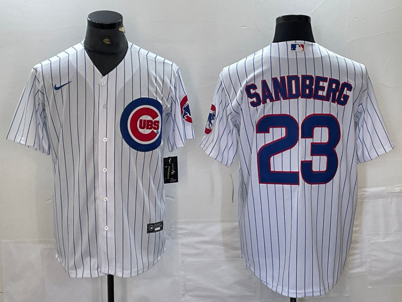 Men’s Chicago Cubs Ryne Sandberg #23 White Baseball Jersey