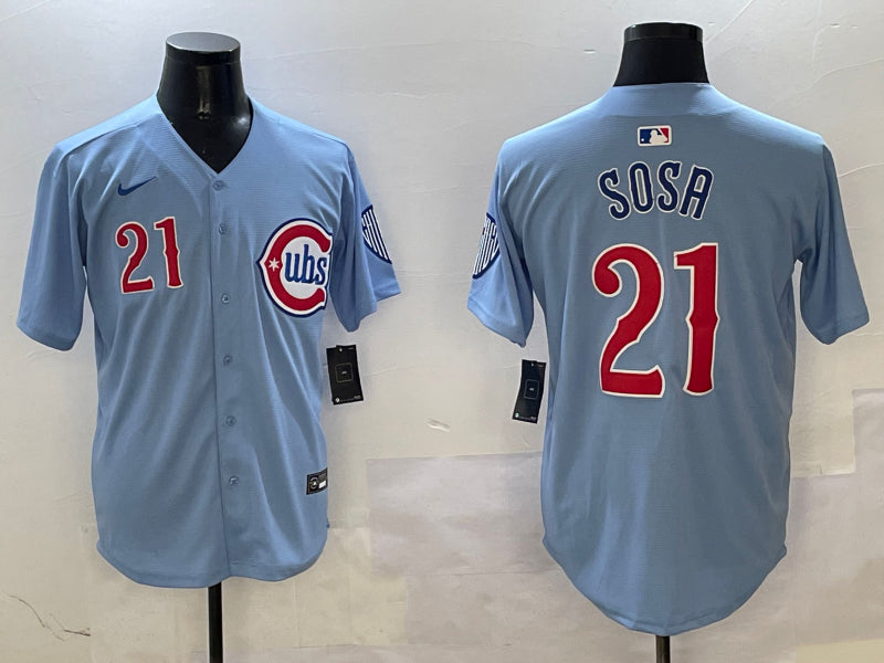 Men’s Chicago Cubs Sammy Sosa #21 Baby Blue 2nd Alternate Limited Jersey