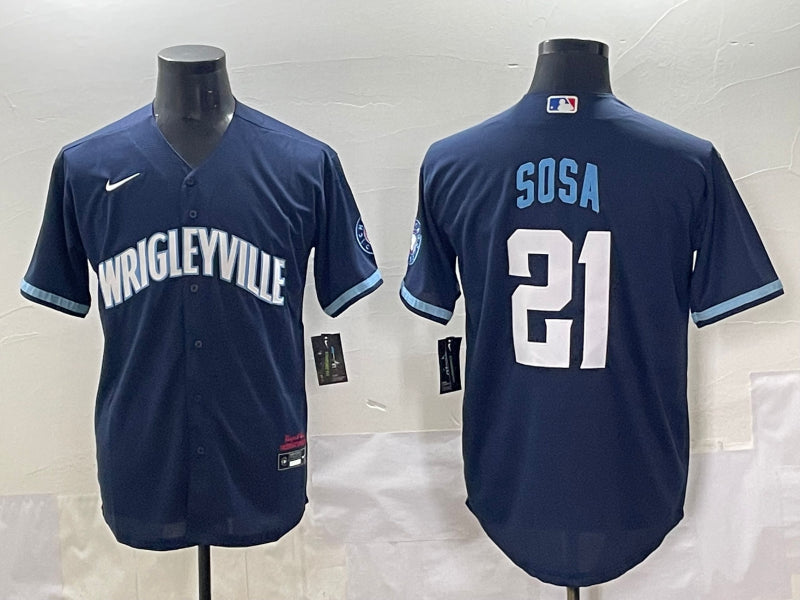 Men’s Chicago Cubs Sammy Sosa #21 Navy City Connect Jersey