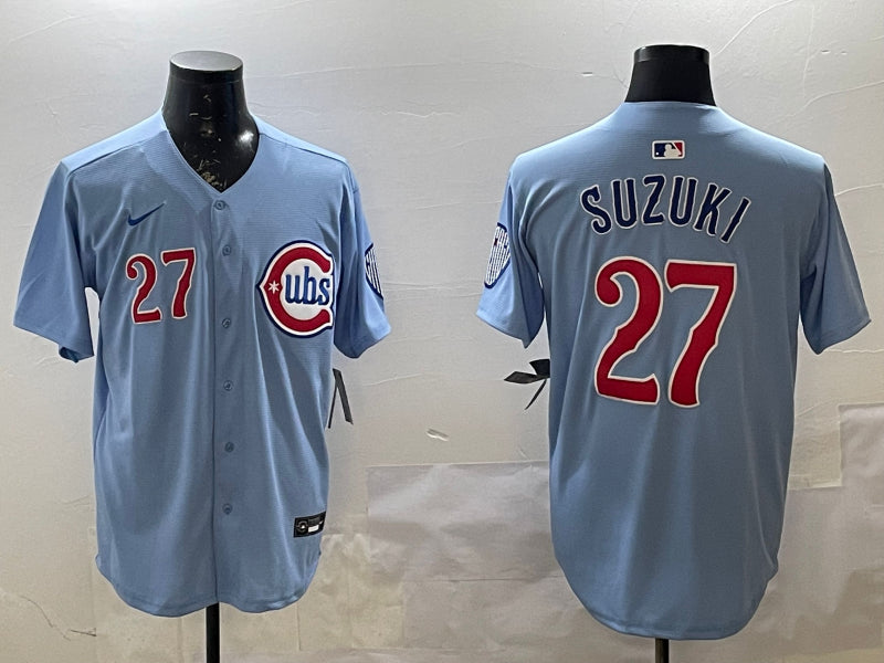 Men’s Chicago Cubs Seiya Suzuki #27 Baby Blue 2nd Alternate Limited Jersey