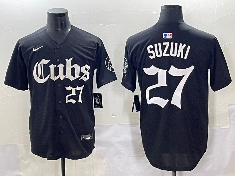 Men’s Chicago Cubs Seiya Suzuki #27 Black Jersey