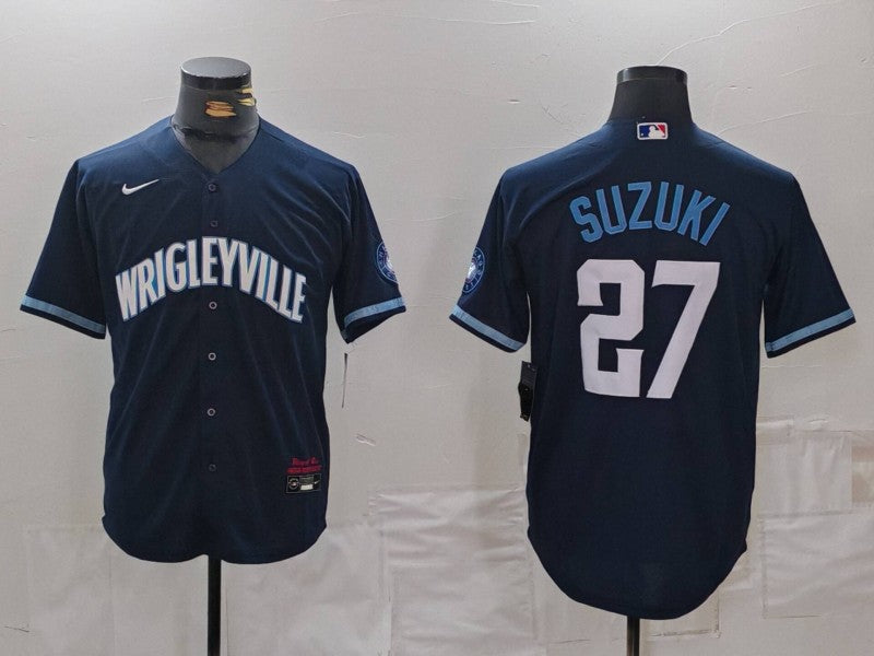 Men’s Chicago Cubs Seiya Suzuki #27 Navy City Connect Limited Jersey