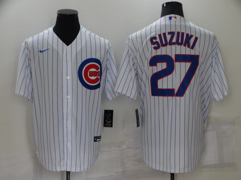 Men’s Chicago Cubs Seiya Suzuki #27 White Baseball Jersey