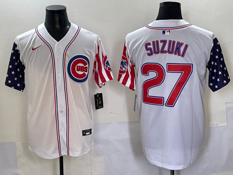 Men’s Chicago Cubs Seiya Suzuki #27 White Limited Jersey