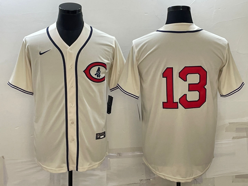 Men’s Chicago Cubs Starlin Castro #13 Cream Name Jersey