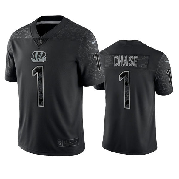 Men’s Cincinnati Bengals #1 Ja’Marr Chase Black Rflctv Limited Jersey