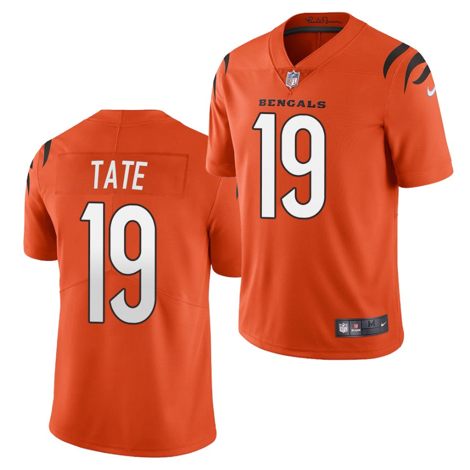 Men’s Cincinnati Bengals #19 Auden Tate 2021 Nike Orange Alternate Vapor Limited Jersey