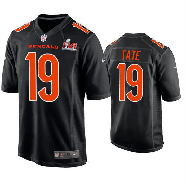 Men’s Cincinnati Bengals #19 Auden Tate Nike Black Super Bowl LVI Bound Game Fashion Jersey
