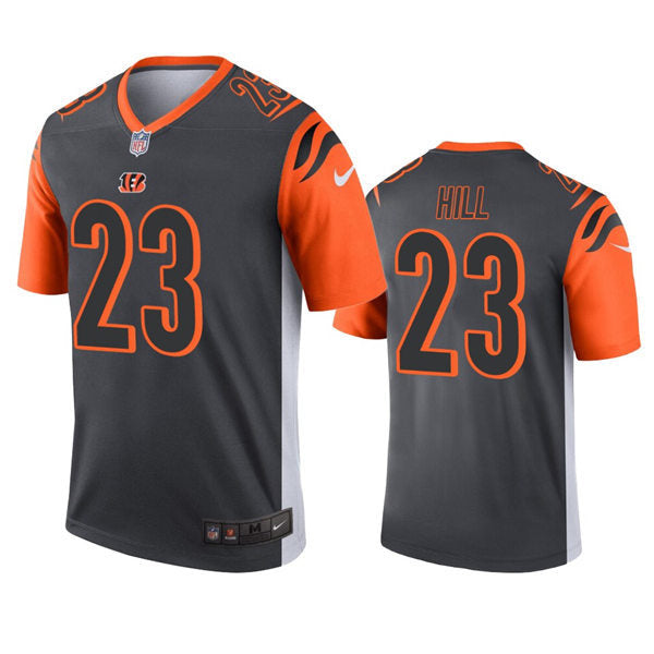 Men’s Cincinnati Bengals #23 Daxton Hill Nike Anthracite Inverted Legend Jersey