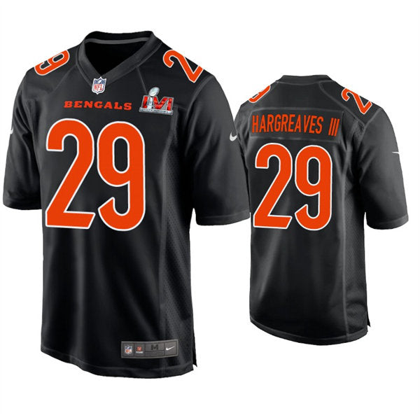 Men’s Cincinnati Bengals #29 Vernon Hargreaves III Nike Black Super Bowl LVI Bound Game Fashion Jersey