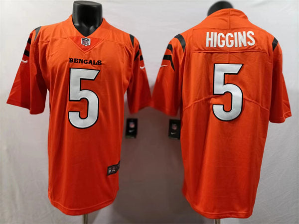 Men’s Cincinnati Bengals #5 Tee Higgins Nike 2023 Orange Alternate Vapor Limited Player Jersey