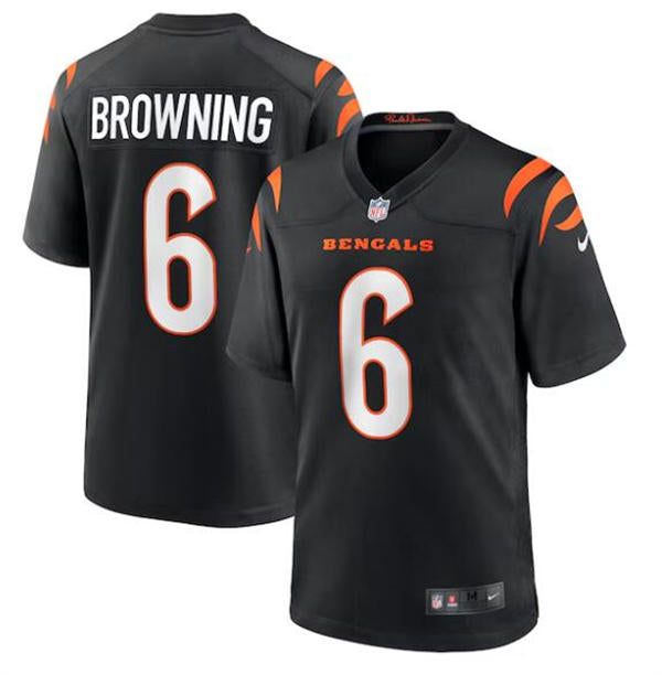 Men’s Cincinnati Bengals #6 Jake Browning Black Team Color Vapor Limited Player Jersey