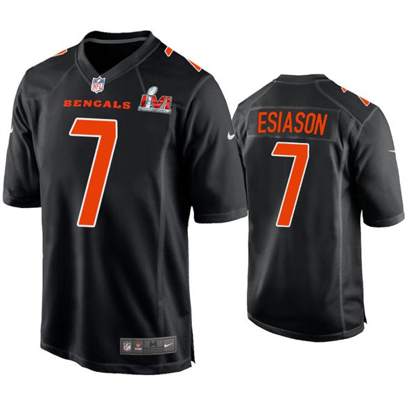Men’s Cincinnati Bengals Retired Player #7 Boomer Esiason Nike Black Super Bowl LVI Bound Game Fashion Jersey