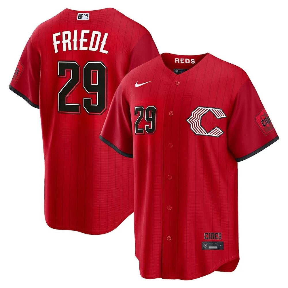 Men’s Cincinnati Reds #29 TJ Friedl Red 2026 City Connect Stitched Jersey