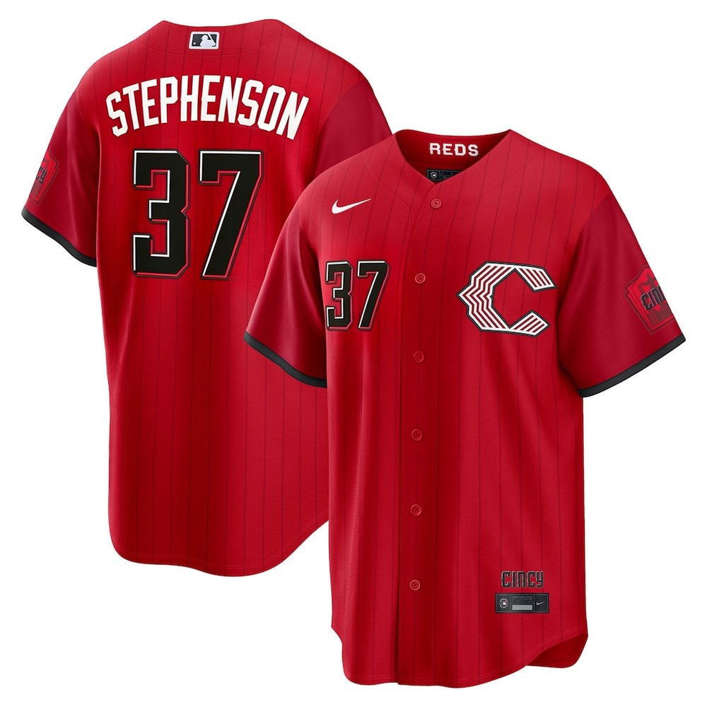 Men’s Cincinnati Reds #37 Tyler Stephenson Red 2026 City Connect Stitched Jersey