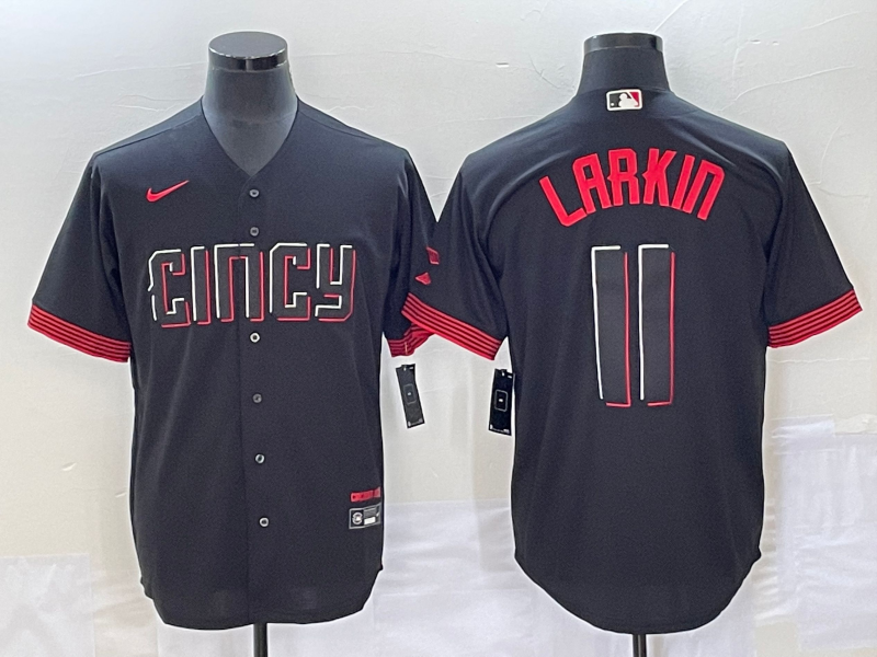 Men’s Cincinnati Reds Barry Larkin #11 Black 2023 City Connect Jersey