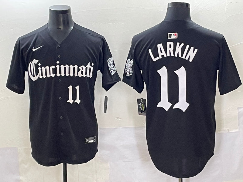 Men’s Cincinnati Reds Barry Larkin #11 Black Jersey