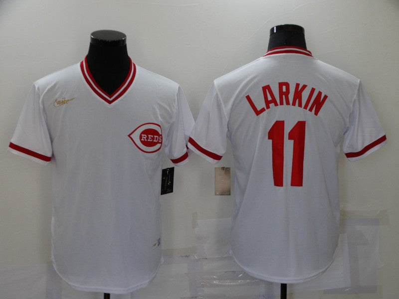 Men’s Cincinnati Reds Barry Larkin #11 White Baseball Jersey