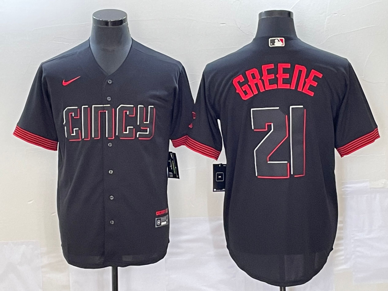 Men’s Cincinnati Reds Hunter Greene #21 Black 2023 City Connect Jersey