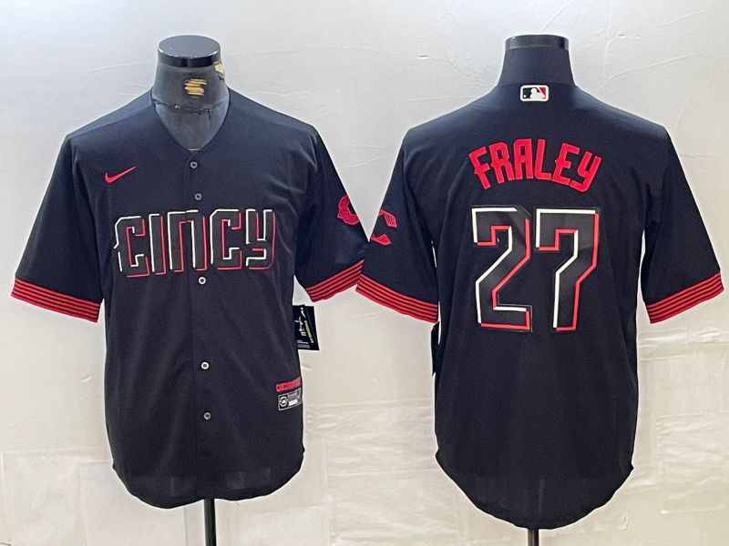 Men’s Cincinnati Reds Jake Fraley #27 Black City Connect Jersey
