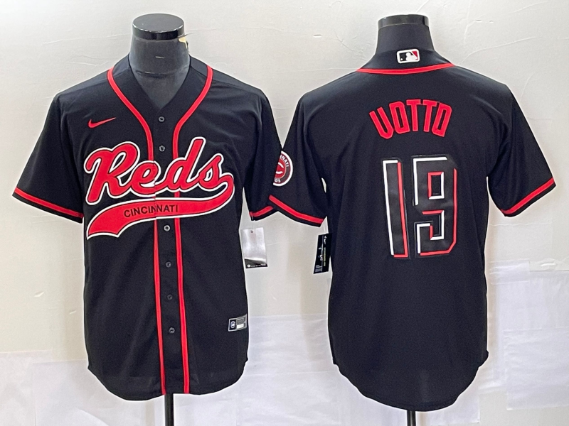 Men’s Cincinnati Reds Joey Votto #19 Black Jersey Joint Edition