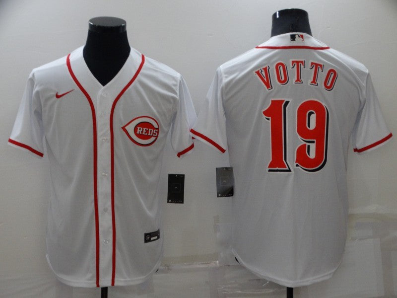 Men’s Cincinnati Reds Joey Votto #19 White Baseball Jersey