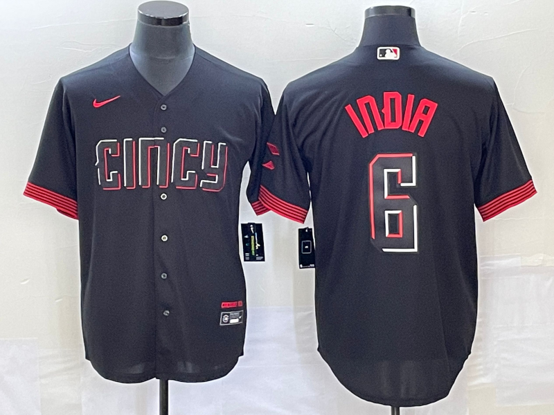 Men’s Cincinnati Reds Jonathan India #6 Black 2023 City Connect Jersey