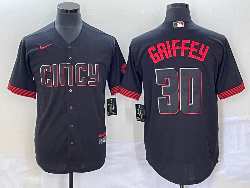 Men’s Cincinnati Reds Ken Griffey Jr. #30 Black 2023 City Connect Jersey