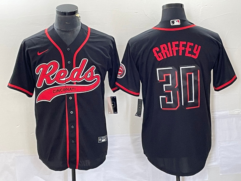 Men’s Cincinnati Reds Ken Griffey Jr. #30 Black Jersey Joint Edition