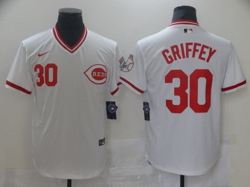 Men’s Cincinnati Reds Ken Griffey Jr. #30 White Stitched Jersey